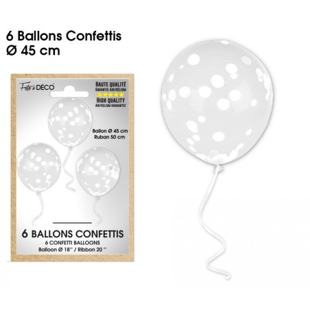 BALLONS CONFETTIS X6 BLANCS