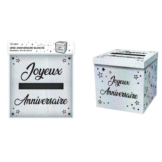 URNE METALIQUE BLANCHE ANNIVERSAIRE BLANCHE 