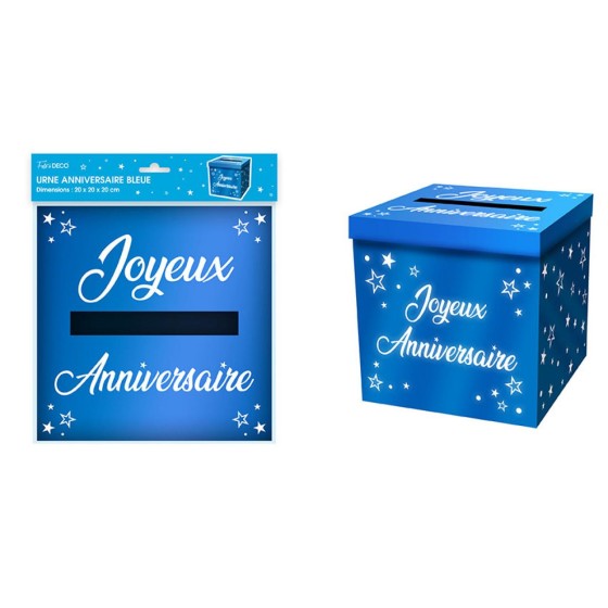 URNE METALIQUE ANNIVERSAIRE BLEUE