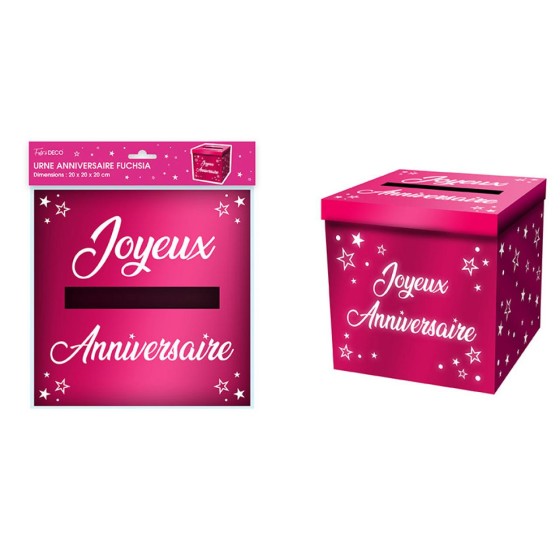 URNE METALIQUE ANNIVERSAIRE FUCHSIA