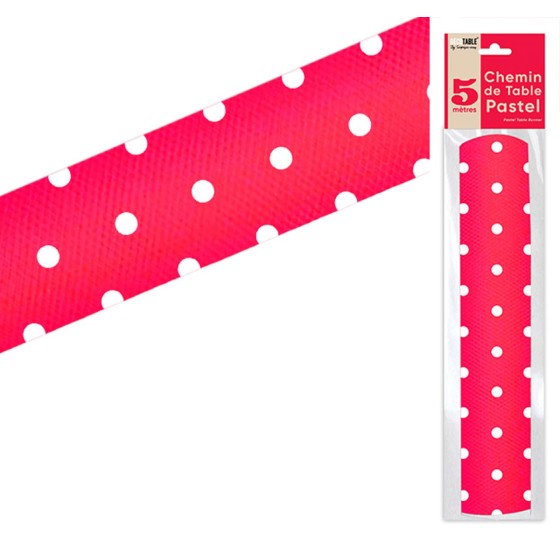 CHEMIN DE TABLE INTISSE PETITS POIS 5M ROUGE