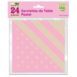 SERVIETTES DE TABLE PASTEL X 24 ROSE