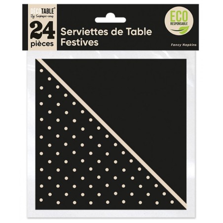 SERVIETTES DE TABLE FESTIF X 24 NOIR