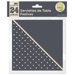 SERVIETTES DE TABLE FESTIF X 24 GRIS