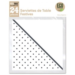 SERVIETTES DE TABLE FESTIF X 24 BLANC
