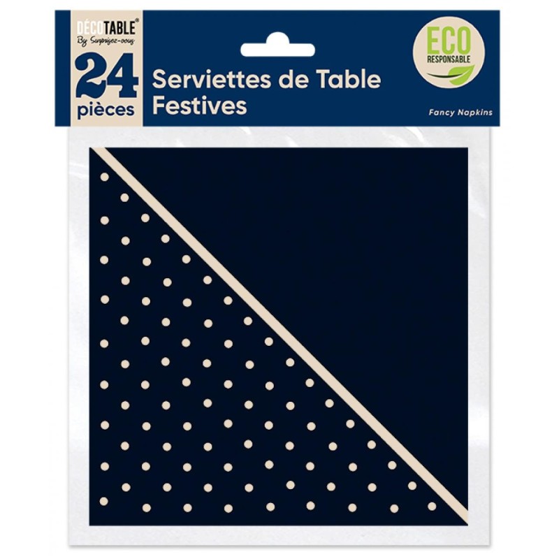 SERVIETTES DE TABLE FESTIF X 24 BLEU