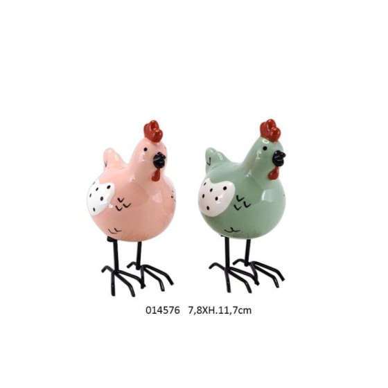 POULE DECO PATTES METAL 'REJANE' PM