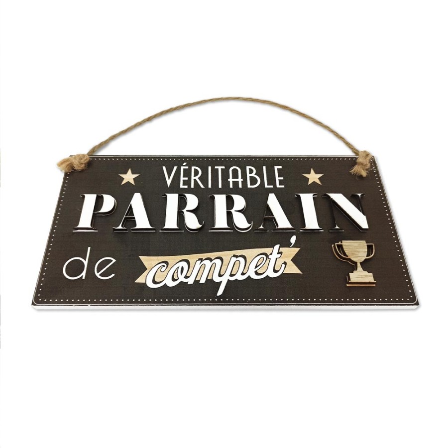 PLAQUE BOIS "PARRAIN DE COMPET"