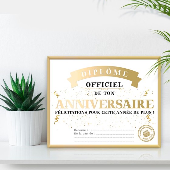 CADRE DIPLOME ANNIVERSAIRE