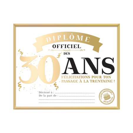 CADRE DIPLOME 30 ANS