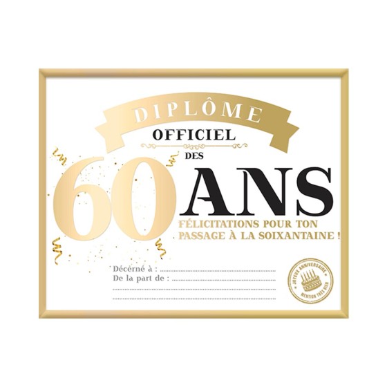 CADRE DIPLOME 60 ANS