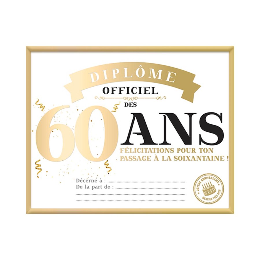 CADRE DIPLOME 60 ANS