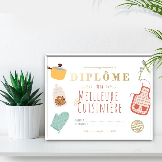 CADRE DIPLOME MEILLEURE CUISINIERE