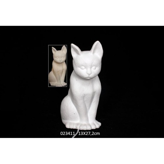 LAMPE PORCELAINE CHAT ASSIS GM 
