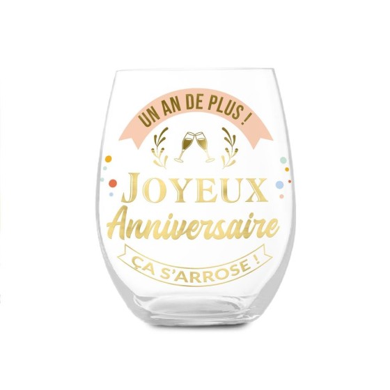 VERRE ROND CADEAU  ANNIVERSAIRE