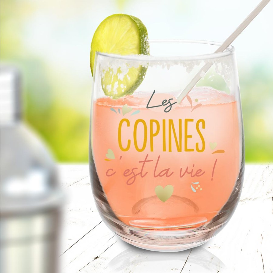 VERRE ROND "LES COPINES C EST LA VIE"