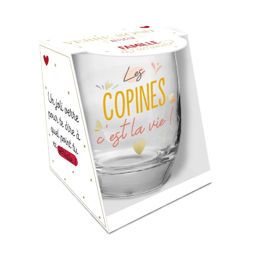 VERRE ROND "LES COPINES C EST LA VIE"