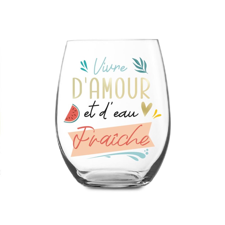 VERRE ROND "AMOUR ET EAU FRAICHE"