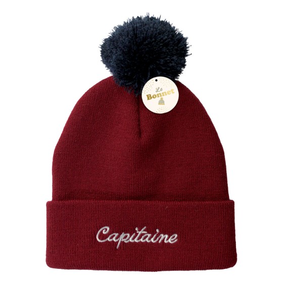 BONNET POMPON BRODE "CAPITAINE"