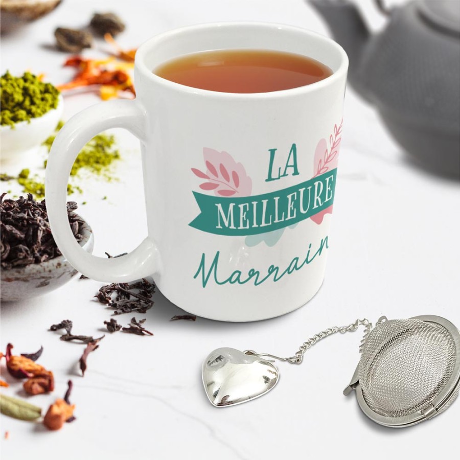 COFFRET MUG BOULE A THE "MARRAINE"