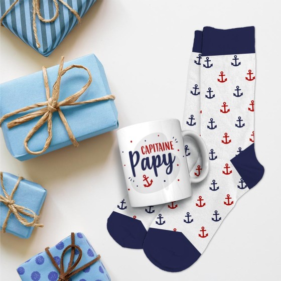 COFFRET MUG CHAUSSETTES "CAPITAINE PAPY"