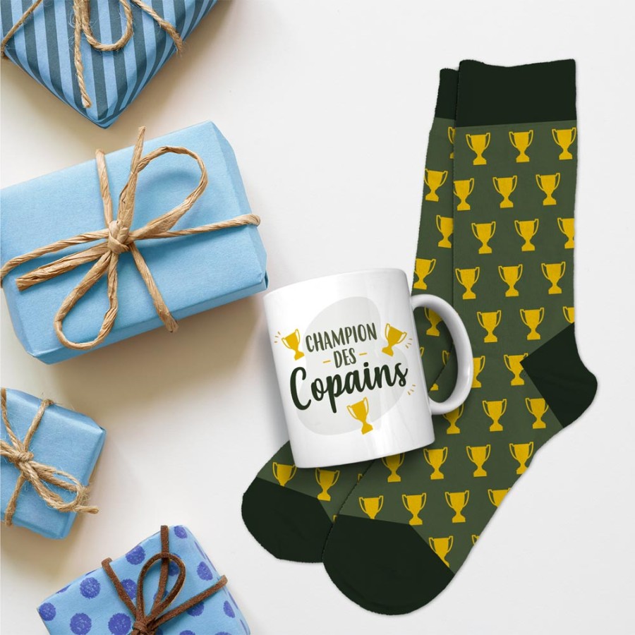 COFFRET MUG CHAUSSETTES "CHAMPION DES COPAINS"