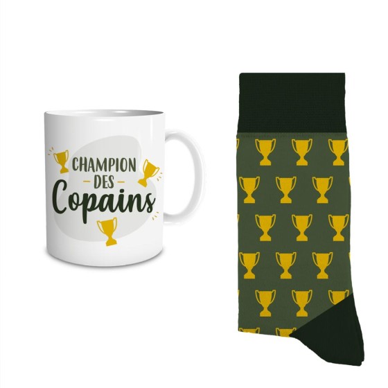 COFFRET MUG CHAUSSETTES "CHAMPION DES COPAINS"