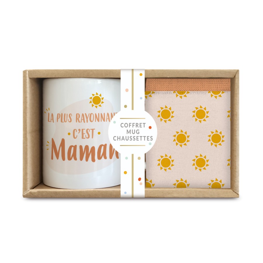 Coffret cadeau mug et chaussettes Maman d'amour - Cadeau Femme