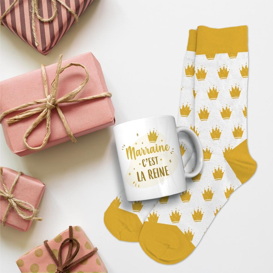 COFFRET MUG CHAUSSETTES "MARRAINE"