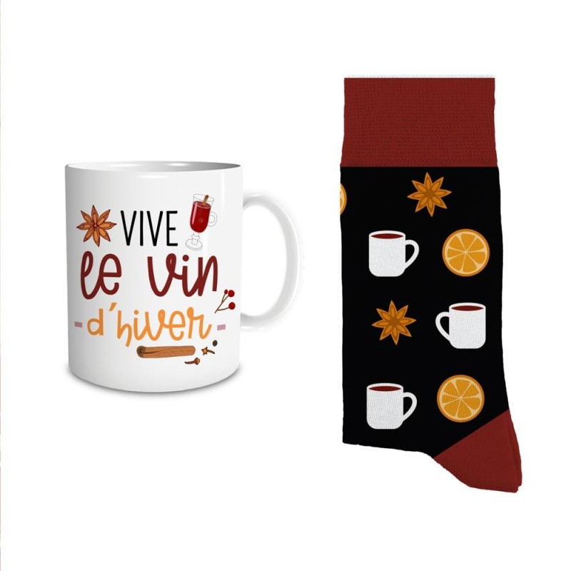 COFFRET MUG CHAUSSETTES "VIVE LE VIN D HIVER"