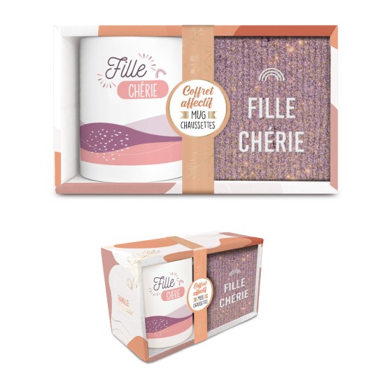 COFFRET MUG CHAUSSETTES AFFECTIF FILLE CHERIE