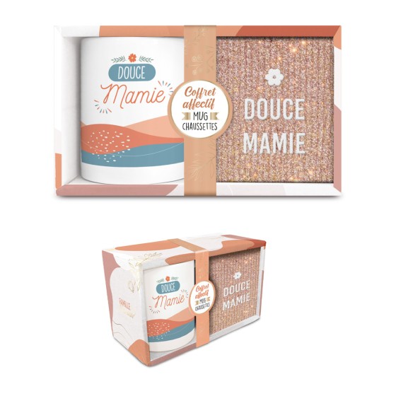 COFFRET MUG CHAUSSETTES AFFECTIF DOUCE MAMIE