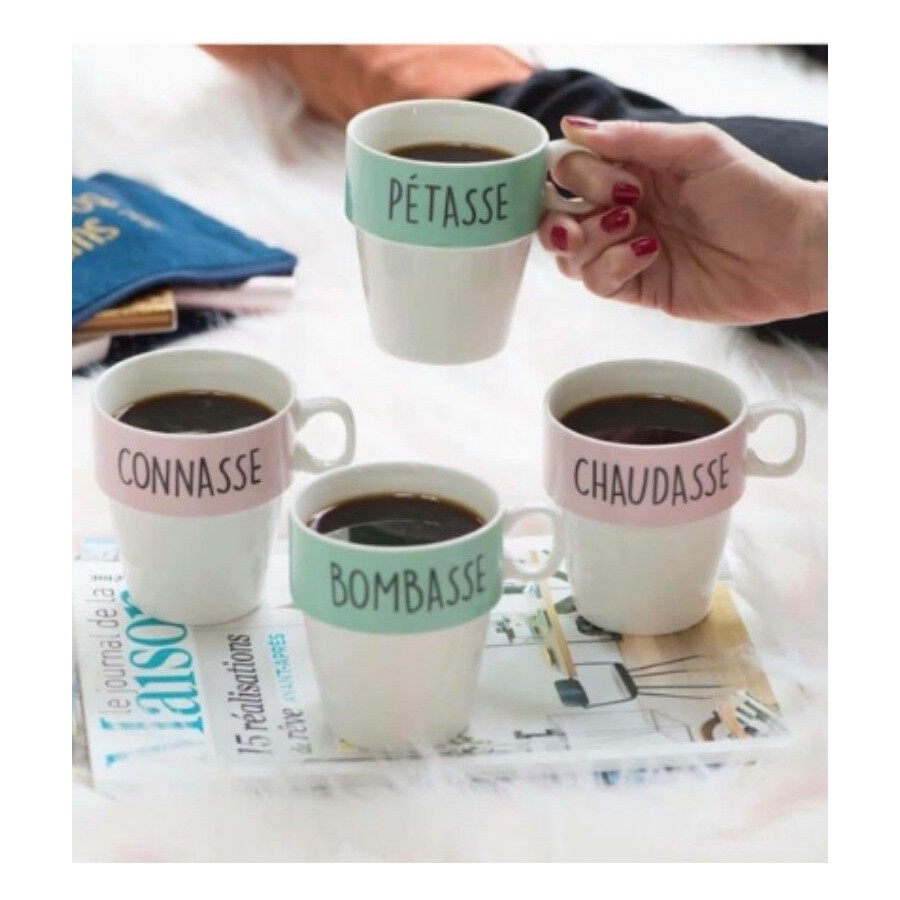 Lot de 4 tasses : Le cadeau parfait !