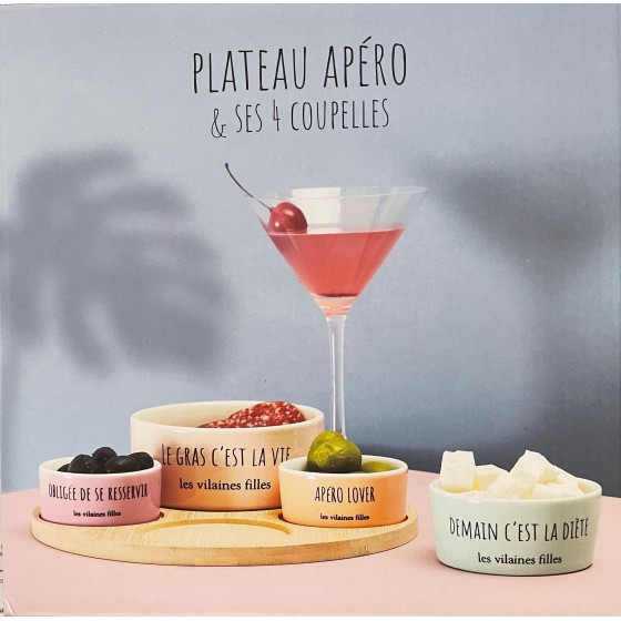 Plateau apéro avec 4 coupelles
