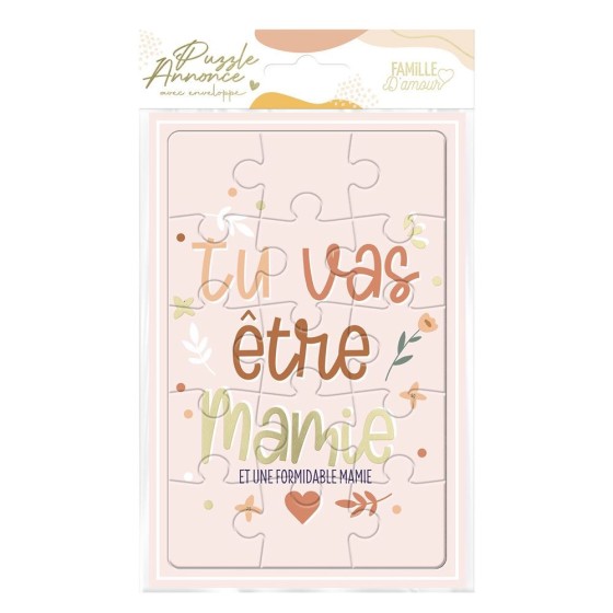 CARTE PUZZLE ANNONCE "ETRE MAMIE"