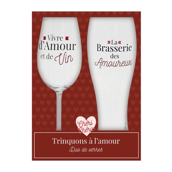 COFFRET DUO VERRE VIN / BIERE SAINT VALENTIN