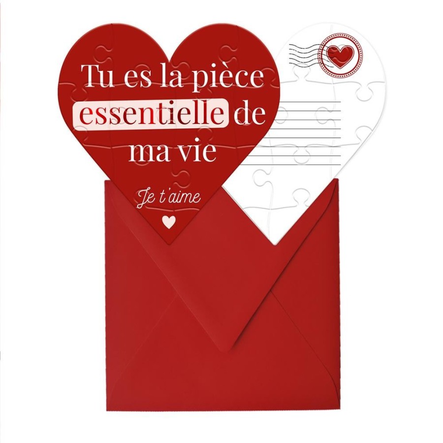 CARTE PUZZLE COEUR SAINT VALENTIN