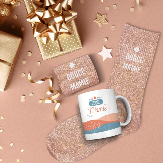 COFFRET MUG CHAUSSETTES AFFECTIF DOUCE MAMIE