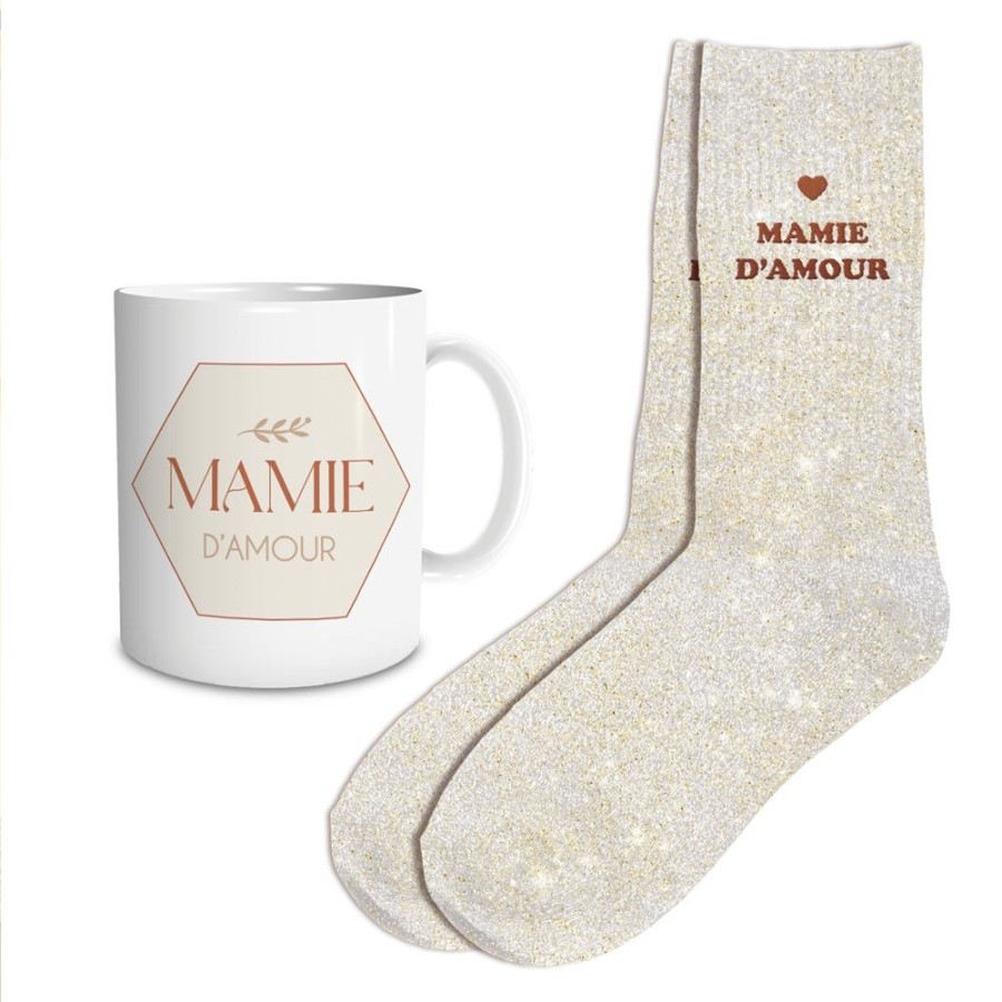 COFFRET MUG CHAUSSETTES PAILLETTES MAMIE