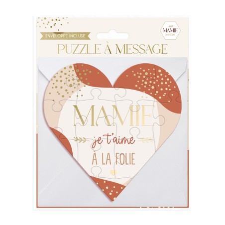 CARTE PUZZLE COEUR MAMIE