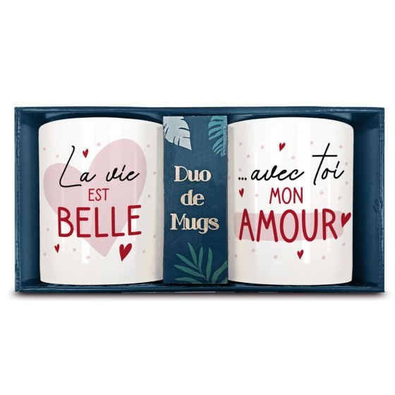 COFFRET DUO MUGS VIE EST BELLE AVEC TOI