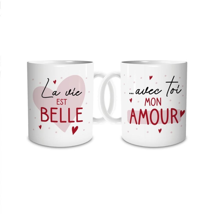 COFFRET DUO MUGS VIE EST BELLE AVEC TOI