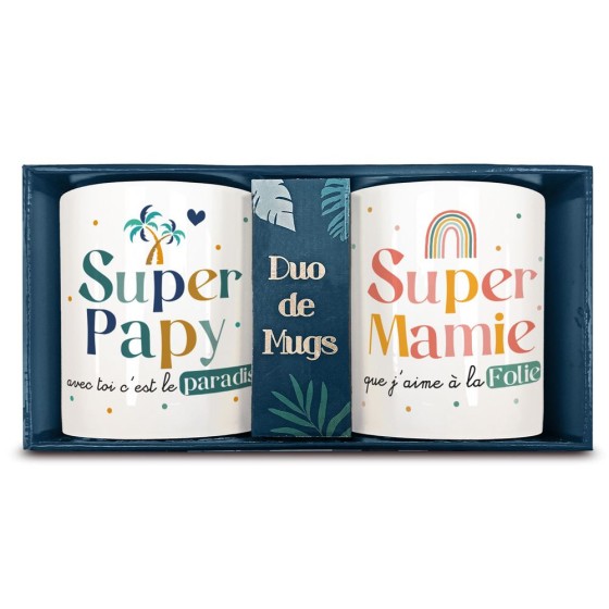 COFFRET DUO MUGS SUPER PAPY MAMIE