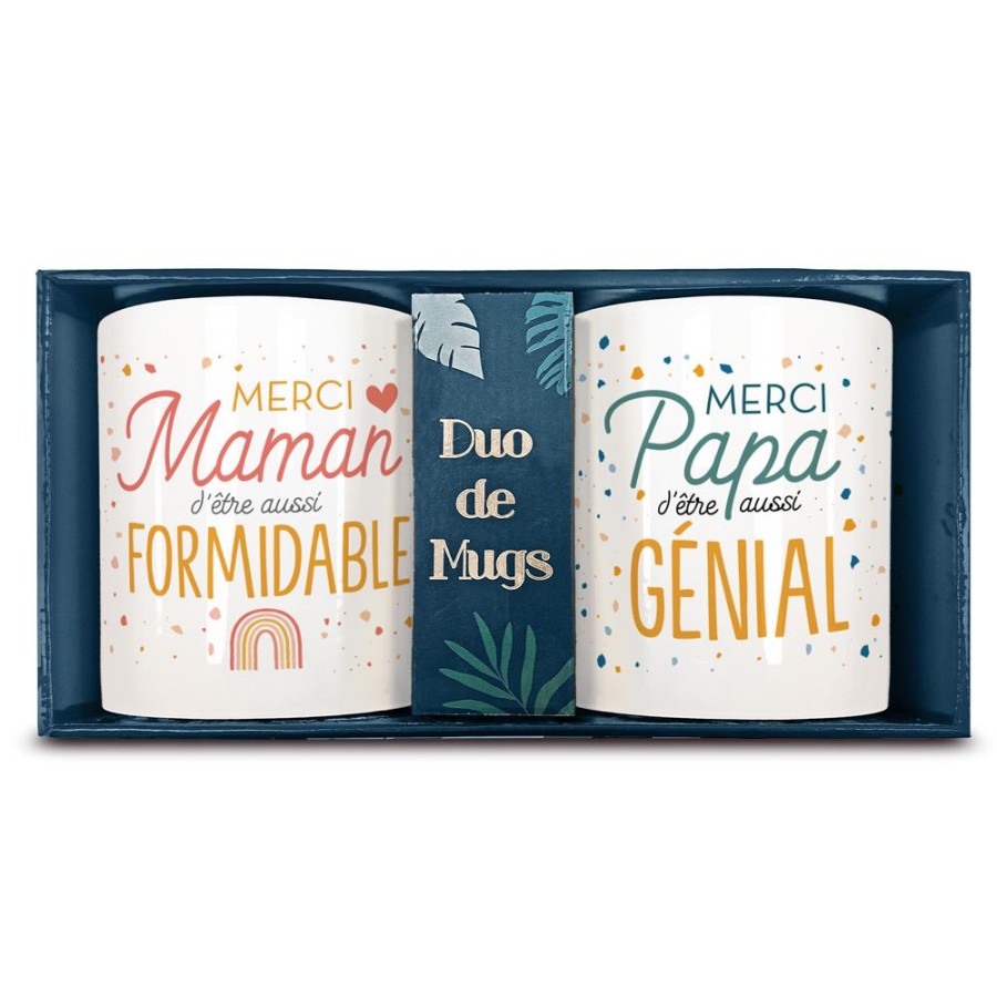 COFFRET DUO MUGS MAMAN PAPA GENIAL