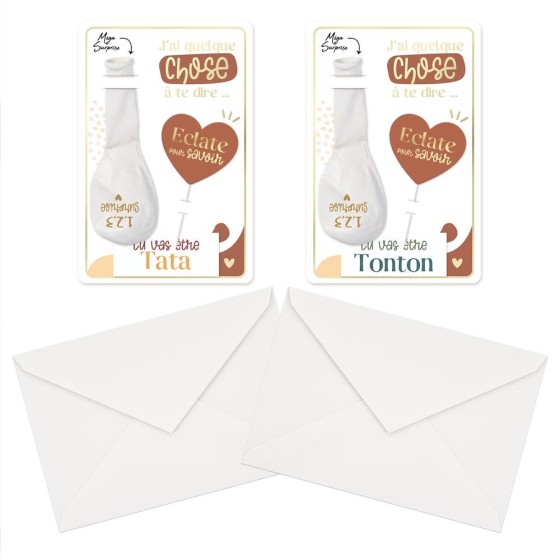 CARTE BALLON ANNONCE "TONTON/TATA"