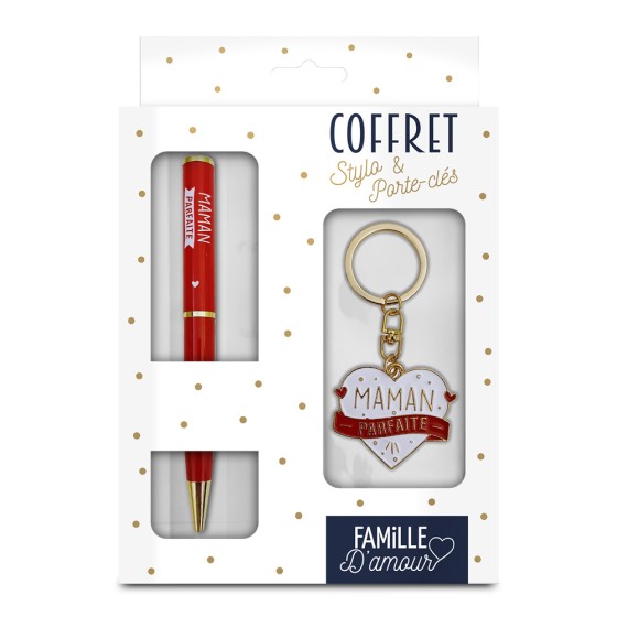 COFFRET STYLO + PORTE CLE "MAMAN PARFAITE"