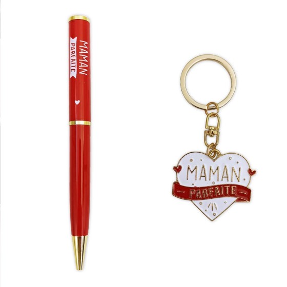 COFFRET STYLO + PORTE CLE "MAMAN PARFAITE"