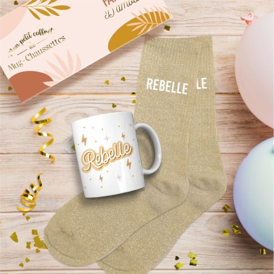 COFFRET MUG/CHAUSSETTES PAILLETTES REBELLE