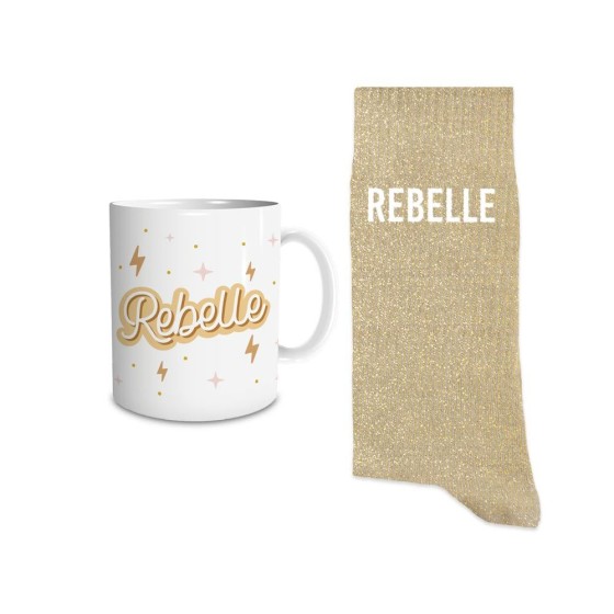 COFFRET MUG/CHAUSSETTES PAILLETTES REBELLE