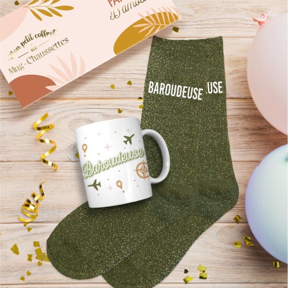 COFFRET MUG/CHAUSSETTES PAILLETTES BAROUDEUSE